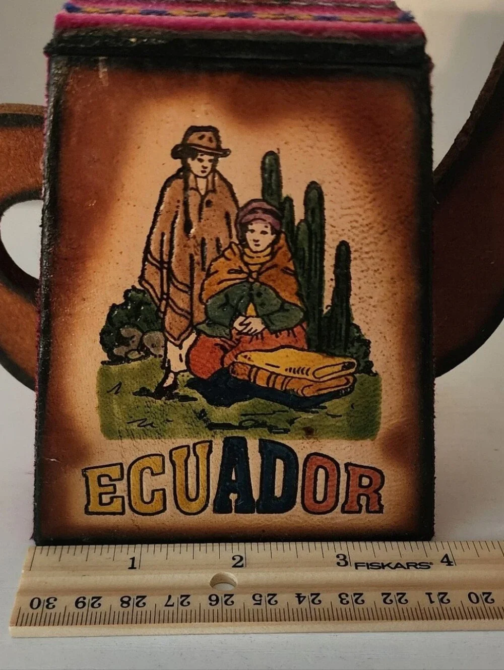 Vintage Ecuador Wood Teapot Tea Bag Ring Holder Cottagecore Latin Americana